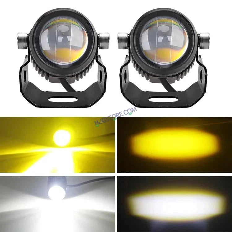 HJG Mini Drive LED Fog Light Bulb Lamp For Cars and Motorcycles Dual Color (White &amp; Yellow) With Cooling Fan 2Pcs -  Original  HJGstore.com