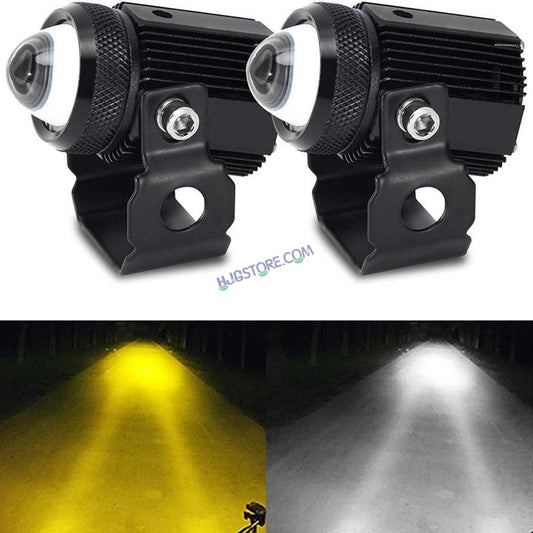 HJG Mini Drive LED Fog Light Bulb Lamp For Cars and Motorcycles Dual Color (White &amp; Yellow) With Cooling Fan 2Pcs -  Original  HJGstore.com