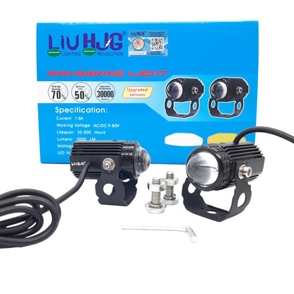 HJG Mini Drive LED Fog Light Bulb Lamp For Cars and Motorcycles Dual Color (White &amp; Yellow) With Cooling Fan 2Pcs -  Original  HJGstore.com